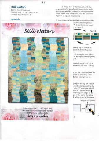 Still Waters Pattern by Cheryl Malkowski, Quilt Size 72"x 80"