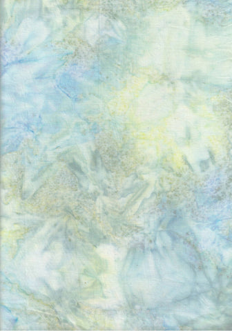 THDB EK 004 Pale Blue Green Cream Yellow Hand Dyed Batik Cotton for Quilting.