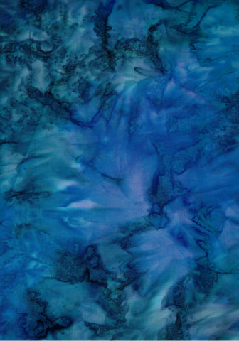 THDB EK 005 Dark Blue, Royal Blue and Purple Hand Dyed Batik Cotton for Quilting.