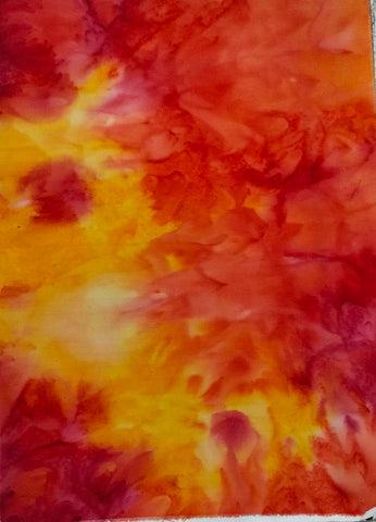 THDR EK 008 Orange Yellow Red Hand Dyed Batik Cotton for Quilting.