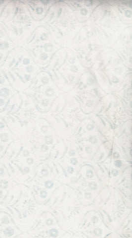 White Batik Fabric for Patchwork, Quilting, Sewing and Textile Art: Pale Sage Green Arabesque Pattern on White Hoffman Batik/CAWBG 768 H