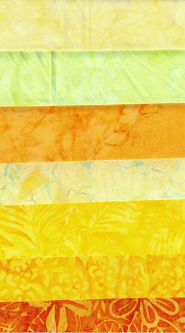 Yellow, Gold Batik Bundle Garden Sundial Starter Pack- 3 Fat Quarters and 4 Fat Eighths/ SBFQE7GS-3