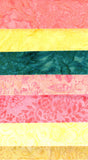 SBFQE7GS-6 peach, yellow and teal Fat Quarter bundle of 7 batik fabrics