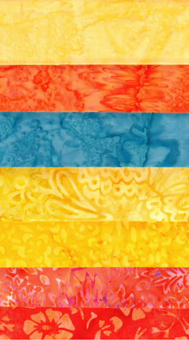 Yellow, Orange Batik Bundle Garden Sundial Starter Pack- 3 Fat Quarters and 4 Fat Eighths/ SBFQE7GS-4