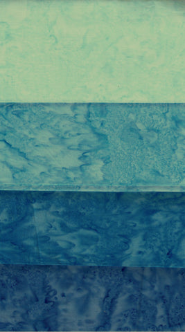 Blue Tonal Batik Fat Quarter Bundle- 4 Fat Quarters/ AT FQ4 0102