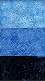 SBFQ3-81 blue batik fat Quarter bundle with 3 Fat Quarters              