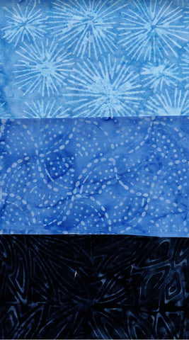 Blue Batik Fat Quarter Bundle- 3 Fat Quarters/ SBFQ3-81