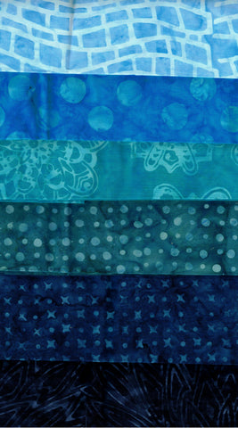 Blue Batik Fat Quarter Bundle- 6 Fat Quarters/ SBFQ6-14