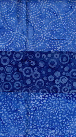Blue Batik Fat Quarter Bundle- 3 Fat Quarters/ SBFQ3-80