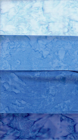 Blue Tonal Batik Fat Quarter Bundle- 4 Fat Quarters/ AT FQ4 0103