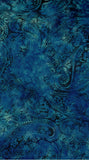 CAB 848 H Blue paisley stamped batik fabric meterage
