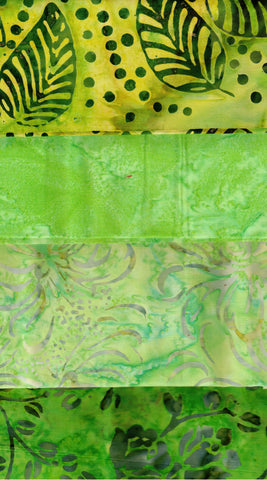Stash Builder Coordinating Green Prints [4 Fat Quarters] Batik Fabric Patchwork and Quilting/SBFQ4-113