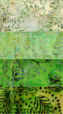SBFQ4-114 green stamped batik fat quarter bundle with 4 Fat Quarters