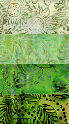 Stash Builder Coordinating Green Prints [4 Fat Quarters] Batik Fabric Patchwork and Quilting/SBFQ4-114