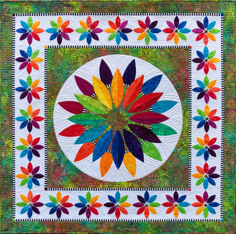 Jacqueline de Jonge Be Colourful "In Full Bloom" Pattern and Fabric Kit, Quilt Size 49" x 49" /KP1 K1-20