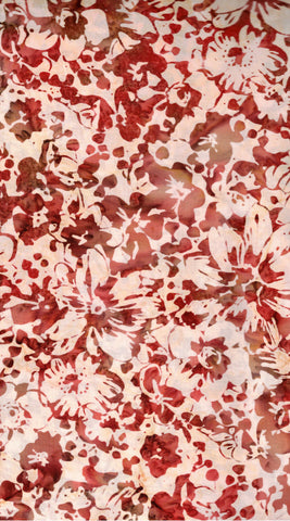 Red Batik Fabric for Patchwork, Quilting, Sewing and Textile Art: Rusty Red and Tan Floral Hoffman Batik/CAR 504 H