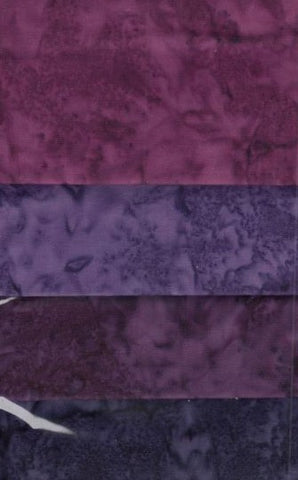 AT 198 Dark Purple Mauve Fat Quarter [4 Pack ] Batik Fabric Patchwork and Quilting