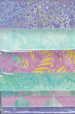 BA 001 PP028 Aqua Purple Coordinating Prints [6 FQ] Batik Fabric Patchwork and Quilting
