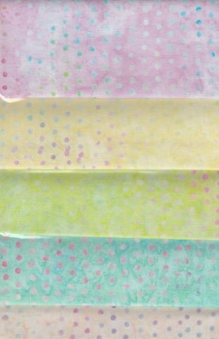 SBFQ5-6 Pastel Spots [5 FQ] Batik Fabric Patchwork and Quilting, 1.25M