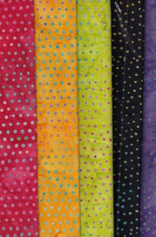 BA 001 PP010 Vibrant Spots [5x Half Meters] Batik Fabric Patchwork and Quilting