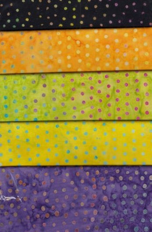 BA 001 PP008 Vibrant Spots [5 FQ] Batik Fabric Patchwork and Quilting
