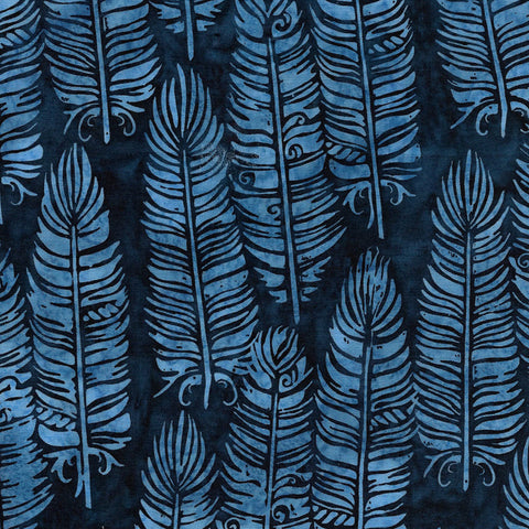 CAB 0636 Indigo Blue Feathers  Anthology Batik