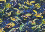 PCC 0112 Sea Turtles Dark Blue Green Yellow Printed Craft Fabric