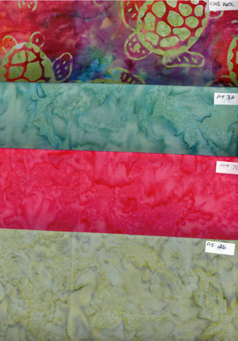 SBFQ4-58 Fat Quarter Set 4 Turtle and Tonal Pack , 1M Total