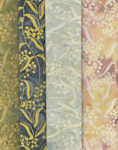 SBSQ4-8 Australian Flowers Batik Fabric Pack of 4 Skinny Quarters 1M Total