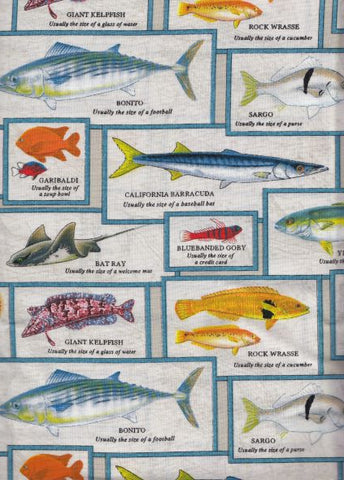 PCC 0132 Fish Species Boxed Printed Craft Fabric