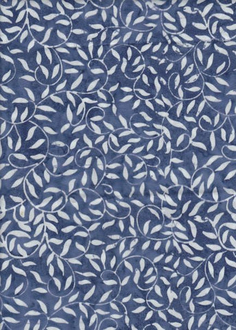 CAB 0137 Indigo Blue Light Leaves Batik Fabric On Line