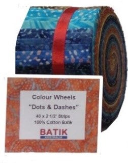 PPSQF Batik Australia Dots and Dashes Fabric Roll 40 x  2.5" x 110 cm
