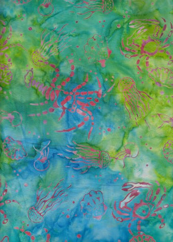 CAB BTS 1413 Light Pink Sea Life On Green Blue