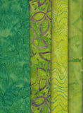 PPSTS WOF Set B 28 Green 25cm Strip Pack Batik Fabric